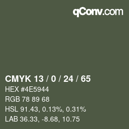 颜色代码: CMYK 13 / 0 / 24 / 65 | qconv.com