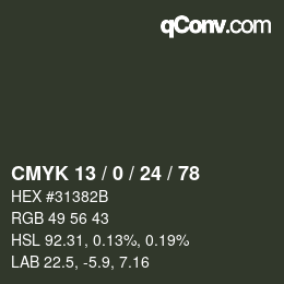 颜色代码: CMYK 13 / 0 / 24 / 78 | qconv.com