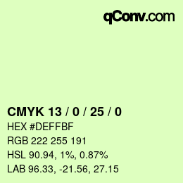 Color code: CMYK 13 / 0 / 25 / 0 | qconv.com