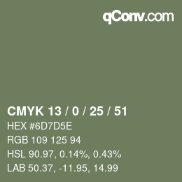 Color code: CMYK 13 / 0 / 25 / 51 | qconv.com