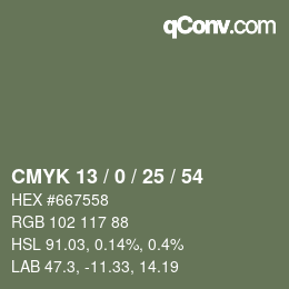 Código de color: CMYK 13 / 0 / 25 / 54 | qconv.com