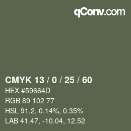 Color code: CMYK 13 / 0 / 25 / 60 | qconv.com