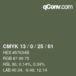 カラーコード: CMYK 13 / 0 / 25 / 61 | qconv.com