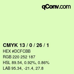 カラーコード: CMYK 13 / 0 / 26 / 1 | qconv.com