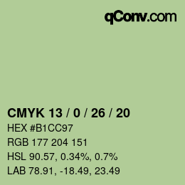 Color code: CMYK 13 / 0 / 26 / 20 | qconv.com