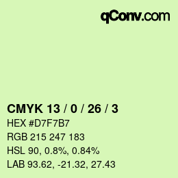 カラーコード: CMYK 13 / 0 / 26 / 3 | qconv.com
