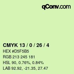 カラーコード: CMYK 13 / 0 / 26 / 4 | qconv.com