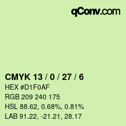 カラーコード: CMYK 13 / 0 / 27 / 6 | qconv.com