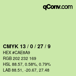 カラーコード: CMYK 13 / 0 / 27 / 9 | qconv.com