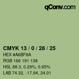 Color code: CMYK 13 / 0 / 28 / 25 | qconv.com