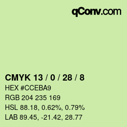 Color code: CMYK 13 / 0 / 28 / 8 | qconv.com
