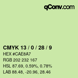 Color code: CMYK 13 / 0 / 28 / 9 | qconv.com