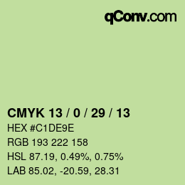 カラーコード: CMYK 13 / 0 / 29 / 13 | qconv.com