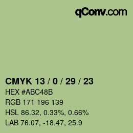 カラーコード: CMYK 13 / 0 / 29 / 23 | qconv.com