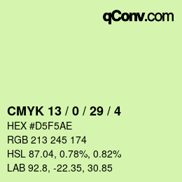 Color code: CMYK 13 / 0 / 29 / 4 | qconv.com