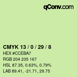 Color code: CMYK 13 / 0 / 29 / 8 | qconv.com