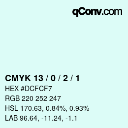 カラーコード: CMYK 13 / 0 / 2 / 1 | qconv.com