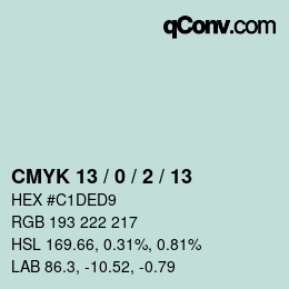 カラーコード: CMYK 13 / 0 / 2 / 13 | qconv.com