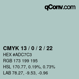 カラーコード: CMYK 13 / 0 / 2 / 22 | qconv.com