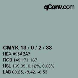 カラーコード: CMYK 13 / 0 / 2 / 33 | qconv.com