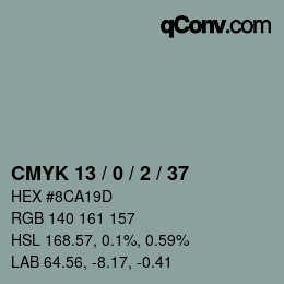 カラーコード: CMYK 13 / 0 / 2 / 37 | qconv.com