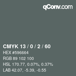カラーコード: CMYK 13 / 0 / 2 / 60 | qconv.com