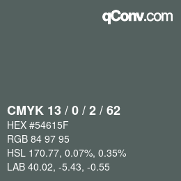 Color code: CMYK 13 / 0 / 2 / 62 | qconv.com