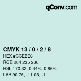 Color code: CMYK 13 / 0 / 2 / 8 | qconv.com