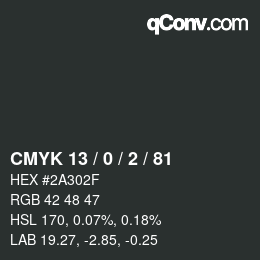 カラーコード: CMYK 13 / 0 / 2 / 81 | qconv.com