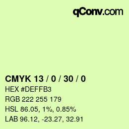 Color code: CMYK 13 / 0 / 30 / 0 | qconv.com