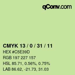 Color code: CMYK 13 / 0 / 31 / 11 | qconv.com