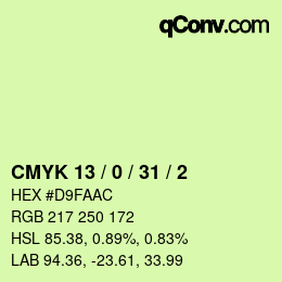 Color code: CMYK 13 / 0 / 31 / 2 | qconv.com