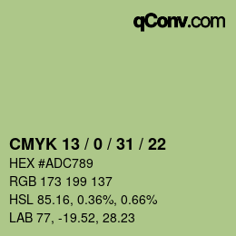 Color code: CMYK 13 / 0 / 31 / 22 | qconv.com