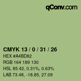 颜色代码: CMYK 13 / 0 / 31 / 26 | qconv.com