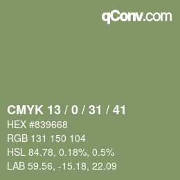 Color code: CMYK 13 / 0 / 31 / 41 | qconv.com