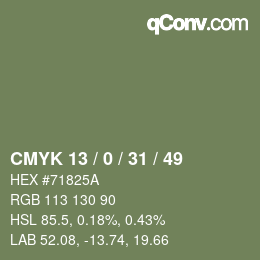 Color code: CMYK 13 / 0 / 31 / 49 | qconv.com