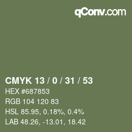 颜色代码: CMYK 13 / 0 / 31 / 53 | qconv.com
