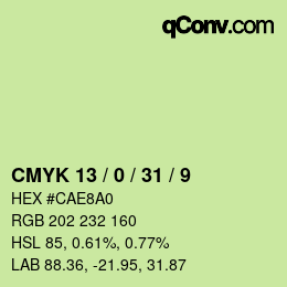 Color code: CMYK 13 / 0 / 31 / 9 | qconv.com