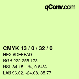 Color code: CMYK 13 / 0 / 32 / 0 | qconv.com