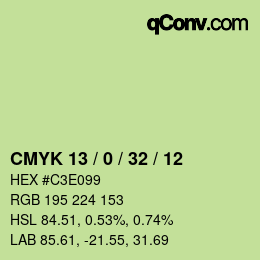 颜色代码: CMYK 13 / 0 / 32 / 12 | qconv.com