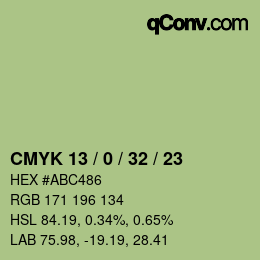 カラーコード: CMYK 13 / 0 / 32 / 23 | qconv.com