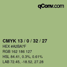 カラーコード: CMYK 13 / 0 / 32 / 27 | qconv.com