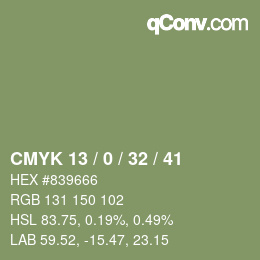 カラーコード: CMYK 13 / 0 / 32 / 41 | qconv.com