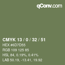 Color code: CMYK 13 / 0 / 32 / 51 | qconv.com