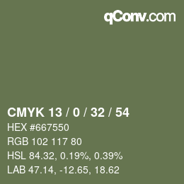 Color code: CMYK 13 / 0 / 32 / 54 | qconv.com