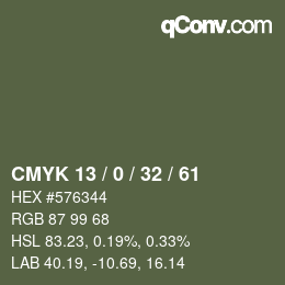 Color code: CMYK 13 / 0 / 32 / 61 | qconv.com