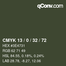 Color code: CMYK 13 / 0 / 32 / 72 | qconv.com