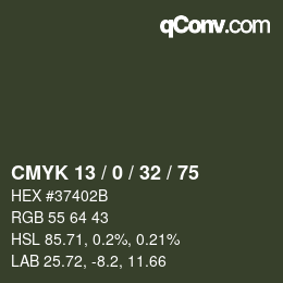 Color code: CMYK 13 / 0 / 32 / 75 | qconv.com