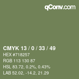 颜色代码: CMYK 13 / 0 / 33 / 49 | qconv.com