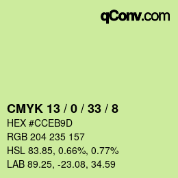 Color code: CMYK 13 / 0 / 33 / 8 | qconv.com